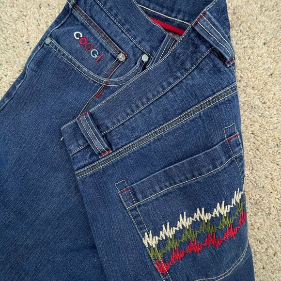 Coogi Other - Coogi Mens 42x33 Blue Denim Pants Jeans 100% Cotton Red Green Design Pockets